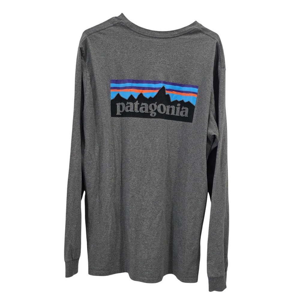 Patagonia Responsibili-Tee Long Sleeve Shirt Gray XL Fitz Roy Logo Regular Fit